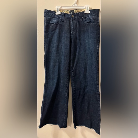 🍀Lucky Brand🍀 Dark Super Wide Leg Palazzo Style Denim Low Rise Jeans size 28 - Picture 2 of 9